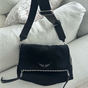 Zadig & Voltaire Black Crossbody Bag with Silver Accents